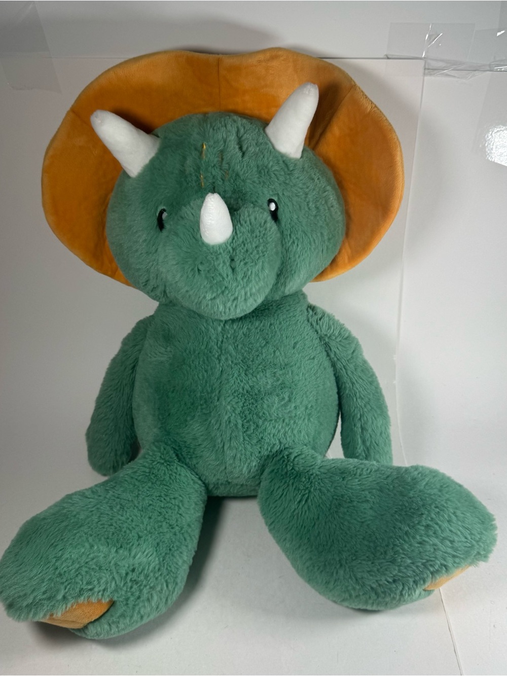 Animal Adventure Plush Dinosaur Triceratops 2021 20" Green Yellow Stuffed Animal